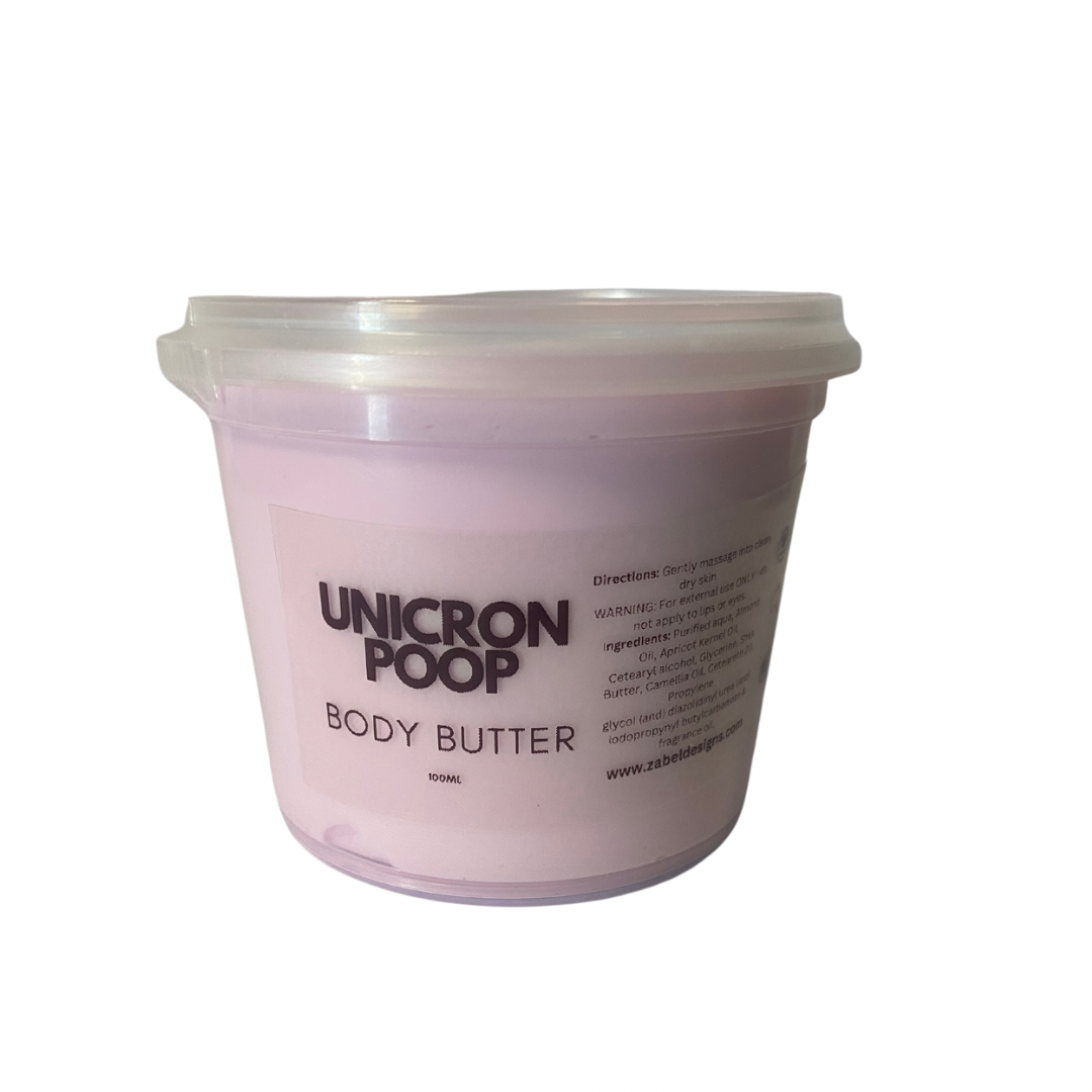 Unicorn poop body butter. Handmade by zabel designs. Vegan friendly. 