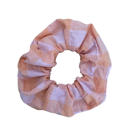 Scrunchies (Large) - Apricot Gingham