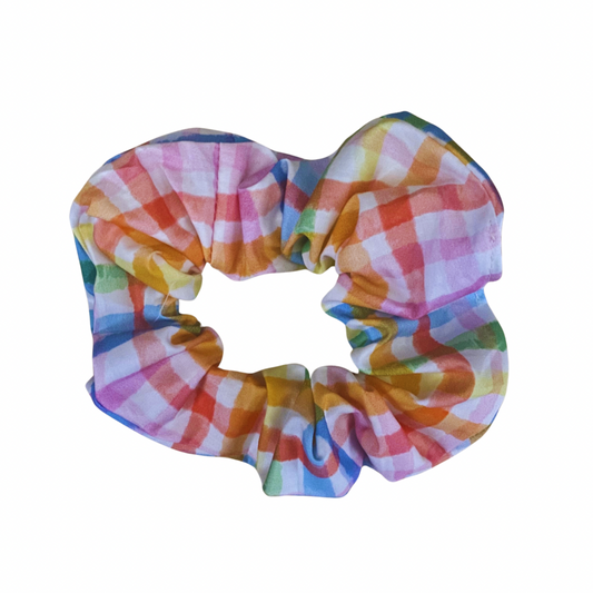 Scrunchies (Large) - Rainbow Gingham