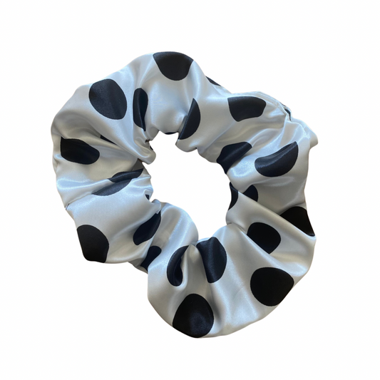 Scrunchies (Large) - White & Black Poka Dots